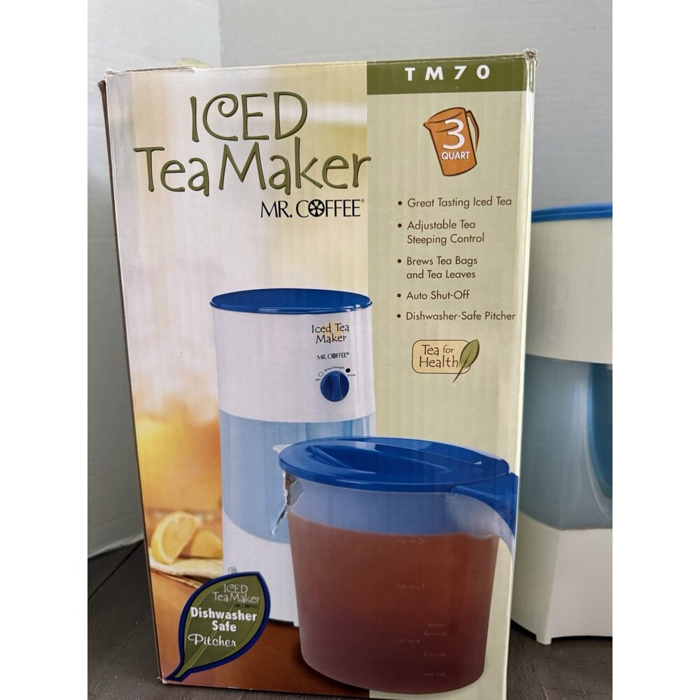 Mr. Coffee Iced Tea Maker Brewer Blue TM70 3 Qt. Pitcher W/Lid Tested Works - Picture 2 of 5
